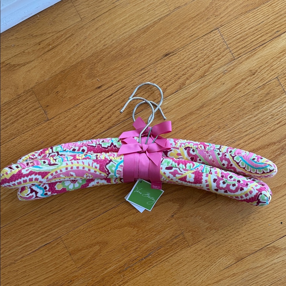 Vera Bradley Pink Paisley Padded Fabric Hangers with Bow
